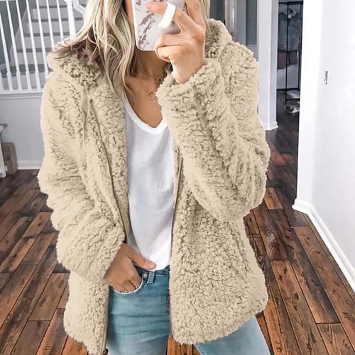 Womens fox fur wool jacket winter warm long coat parka overcoat outwear Sz S-2XL 