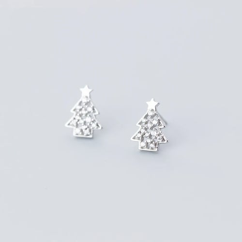 Crystal Christmas Tree Sterling Silver Ear studs 