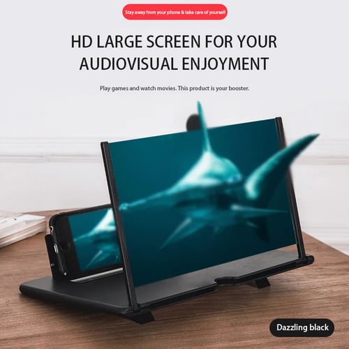 UMIWE 3D Phone Screen Magnifier 12 Mobile Screen Enlarge 3D HD Movies Amplifier Projector with Foldable Stand Magnifying Amplifying Glass for Watching Movie Videos on All Smartphones