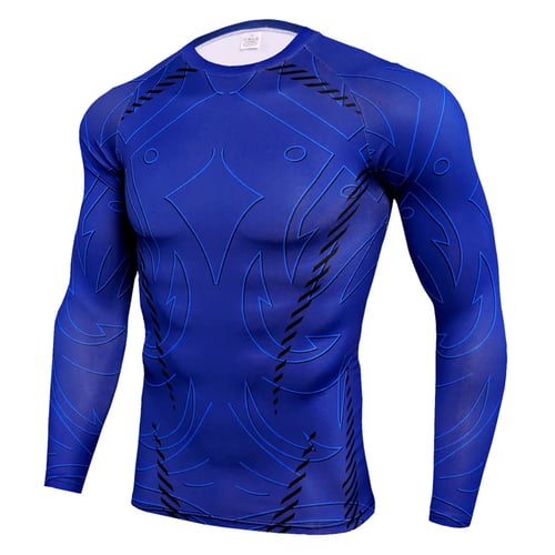 Mens Gym Fitness Sports Compression Quick-Drying Tights Long Sleeve T-Shirts