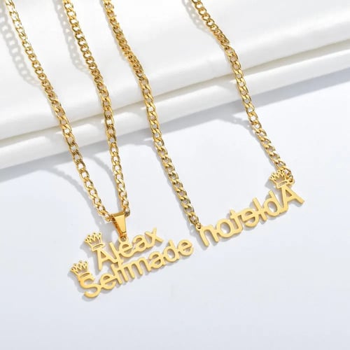 Stainless Steel Happyness letter Name Pendant Necklace Women Fashion Chain 20'' 