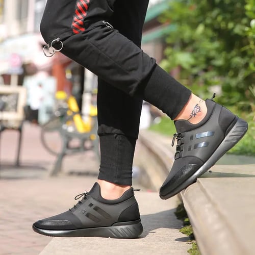 Men's Sneakers 6CM Increasing British Shoes 2020 New Summer Black Casual Shoes