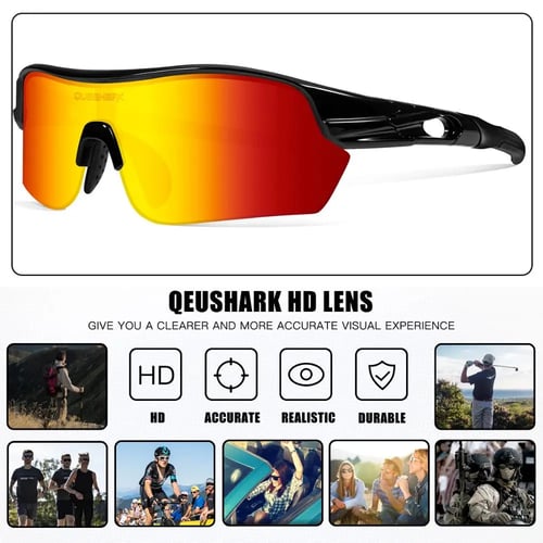 Queshark Polarized Cycling Sunglasses Sport Glasses Fishing Running Eyewear QE47 