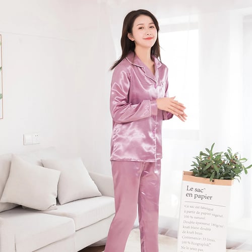 Womens Mens Silky Satin Pajamas Sets Pyjamas Sleepwear Nightwear Loungewear Soft 