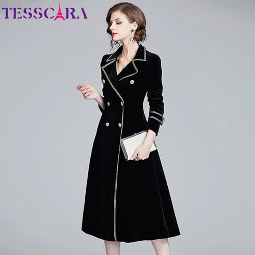 Women Chinese Style Embroidery Loose Long Outwear Velvet Coat Trench jacket 