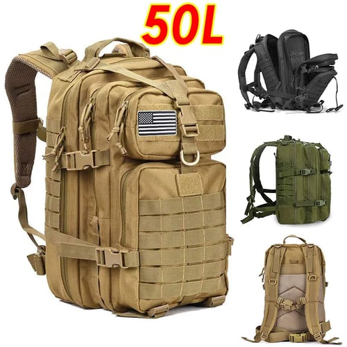 Outdoor 50L Military Tactical Backpack Rucksacks Sport Camping Travel Hiking Bag 