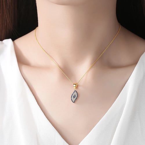 Fashion Women Lady Blue Eye Statement Pendant Gold Silver Chain Necklace Jewelry