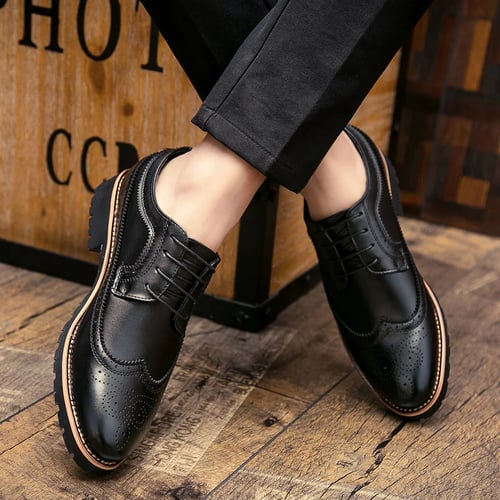 Mens British Wedding Oxford Leather Dress Shoes Business Shoes Lace-up Fashion 