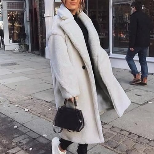 Long Winter Coat Woman Faux Fur, Plus Size Teddy Coat Long Faux Fur