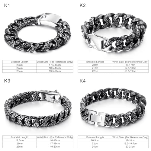 Fashion Jewelry Punk Men's Stainless Steel Chain Link Bracelet Wristband Bangle