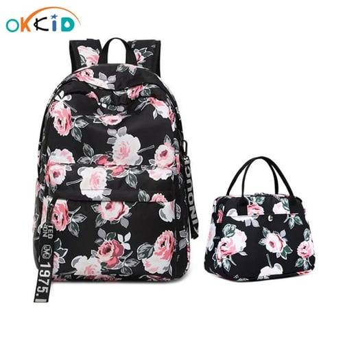 Children Backpack for Girl Primary Student School Bag Kid Grade 1-6 Floral Print 
