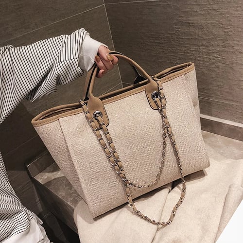 Casual Women Leather Shoulder Bag Chain Crossbody  Large Capacity Tote Bag