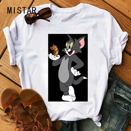 Tom And Jerry Kids Printed T Shirt Funny Cat And Mouse Cartoon Summer Casual Tee 