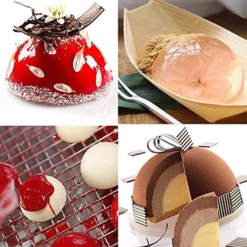 2 Packs Silicone Mould Non Stick Half Round Shape Chocolate Mould 6 Holes Semi Sphere Silicone Moulds for Chocolate Cake Pudding Jelly