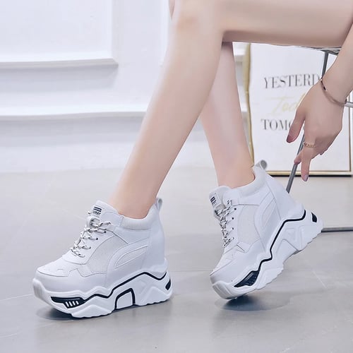 TIFENNY Womens Fashion Thick Bottom Casual Shoes Summer Fall Lace Up Breathable Sport Running Platform Sneakers Shoes