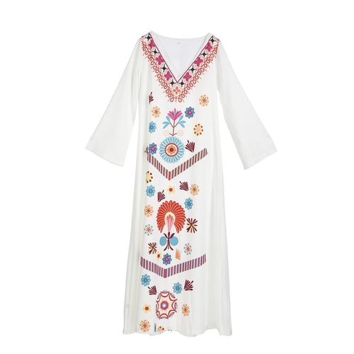Women Lady Boho Cotton Linen Casual Dresses Kaftan Tunic Maxi Long Dress O9S4 