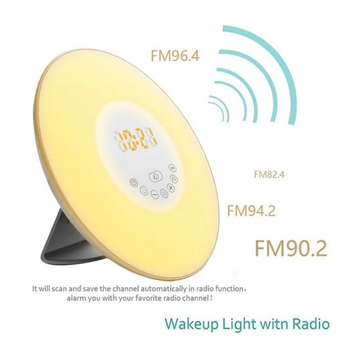 RGB 7 Colors Wake-Up Light Touch Sensor Lamp Sunrise Simulation Alarm Clock 