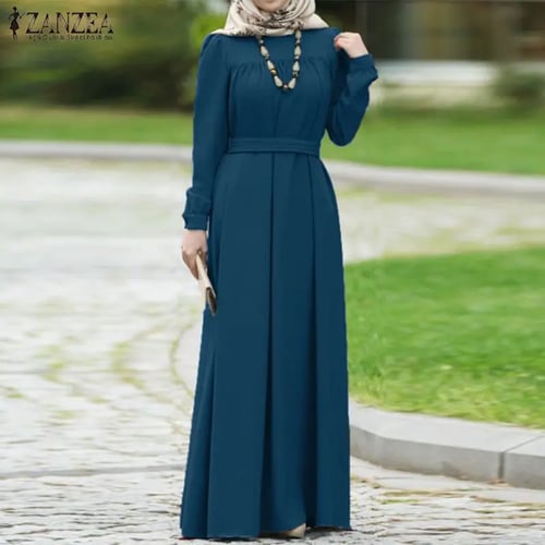 Autumn Abaya Women Muslim Long Sleeve Maxi Dress Islamic Jilbab Lady Robe Kaftan