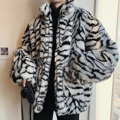 Mens Furry Faux Fur Loose Coat Winter Warm Long Thicken Outwear Parka Jacket Hot