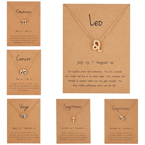 12 Constellation Pendant Gold Necklace Jewelry Choker Necklace Zodiac Sign Charm Necklace Birthday Gift Wish Card For Women Girl Buy 12 Constellation Pendant Gold Necklace Jewelry Choker Necklace Zodiac Sign Charm