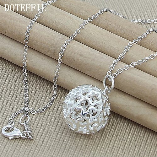 Charm Women Silver Plated Heart Flower Long Chain Pendant Necklace Jewelry New 