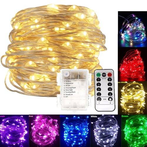 10M LED Fairy String Lights Battery Powered Copper Wire Lamp Waterproof Decor 
