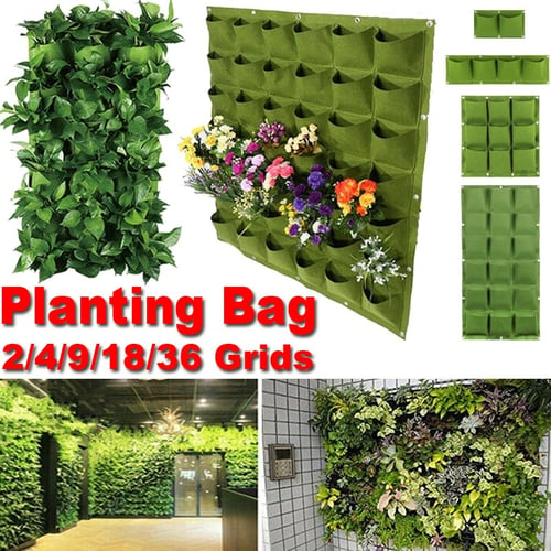 Garden Wall Hanging Planting Bag 18/36 Pocket Vertical Flower Grow Pouch Planter 