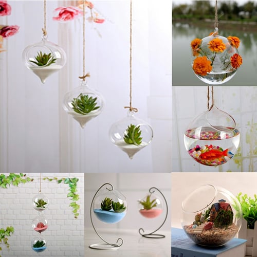 Hanging Glass Flower Planter Vase Terrarium Container Creative Home Garden Decor 