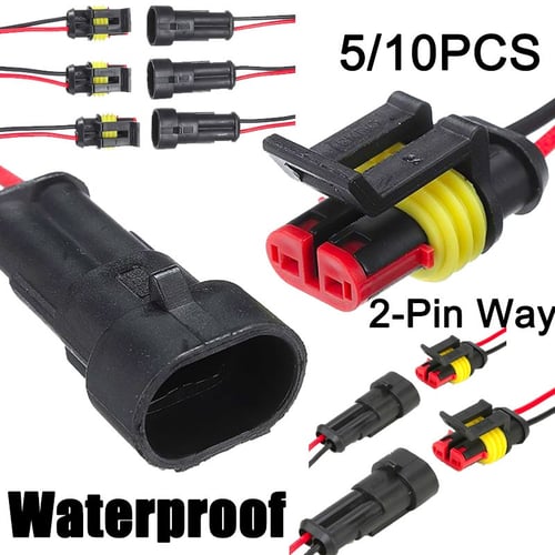 10pcs waterproof automotive Wire Connector Plug 2 Pins Electrical Car Motorcycle 