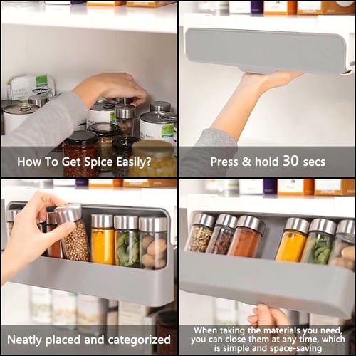 Home Kitchen Wall-mounted Under-Shelf Spice Organizer Storage Rack And Bottle Home Kitchen Wall-mounted Under-Shelf Spice Organizer Storage Rack And Bottle
