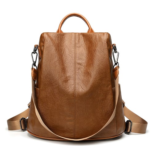 Women's casual wild travel backpack Brown 