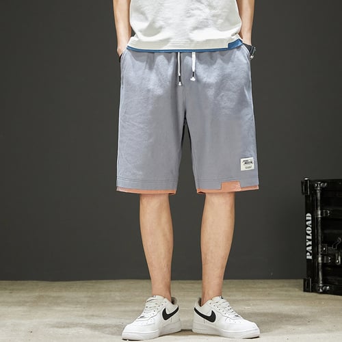 Sports Pants Gym Cargo Beach Shorts Mens New Summer Outdoors Casual Loose Pure Color Cotton Overalls Shorts Pants 