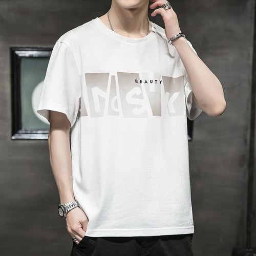 KXP Men Summer Short Sleeve Cotton Tee Top Print T-Shirts 