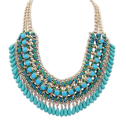 Necklace Statement Tassel Pendant Women Chain Choker Jewelry Crystal Chunky Bib 