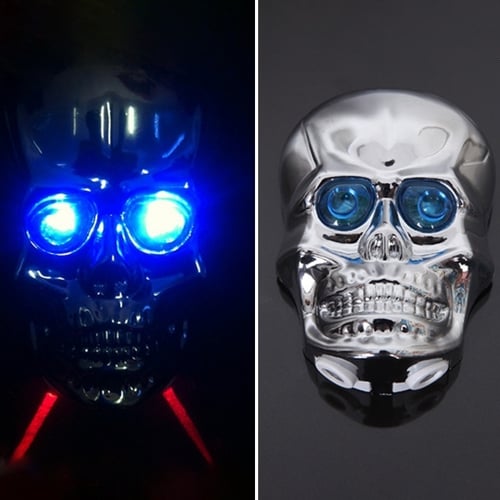 Skull Face Cycling Bike Bicycle 2 LED Laser Beam Safety Tail Blue eyes Lamps