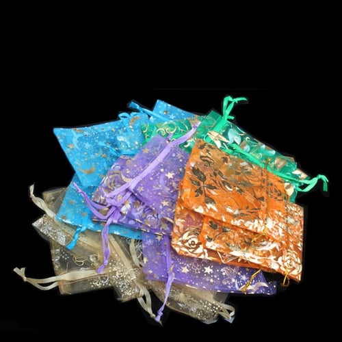 50x Organza Jewelry Candy Pendent Mixed Color Mini Gift Pouch Bags Wedding Bag 