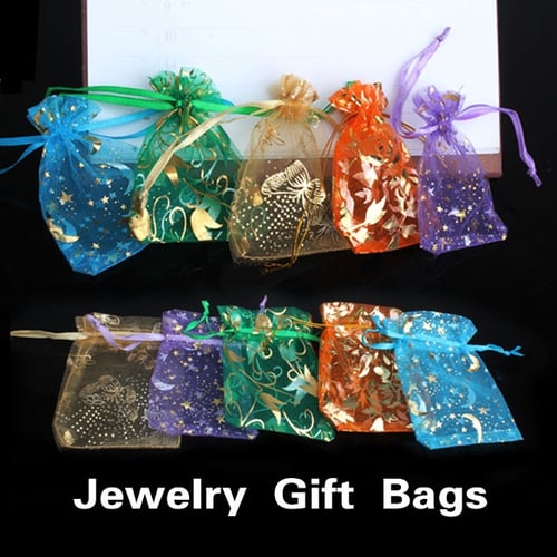 50x Organza Jewelry Candy Pendent Mixed Color Mini Gift Pouch Bags Wedding Bag 