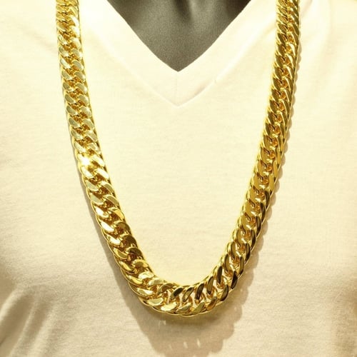 Mens Necklace Chain 18k Yellow G/F Gold Solid Heavy Curb Cuban Figaro Bling Link 