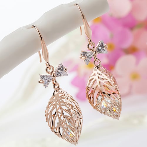 Hook Jewelry Metal Fashion Vintage Gold-Plated Dangle Leaf Women Earrings