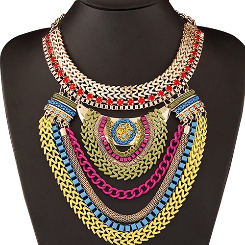 Luxury Multi-layer Necklaces & Pendants Resin Beads Choker Statement Necklace 