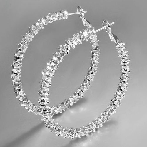 Wholesale Women Jewelry 925 Silver Plated "Stars" Hoop Dangle Earring 