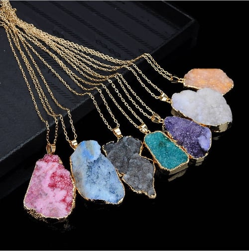 Natural Gemstones Crystal Quartz Healing Chakra Pendant Necklaces Beads Jewelry 
