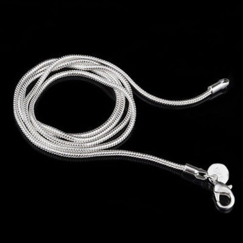 10PCS 925 Silver Solid Silver Snake Chain Necklace 1MM 24inch C008 