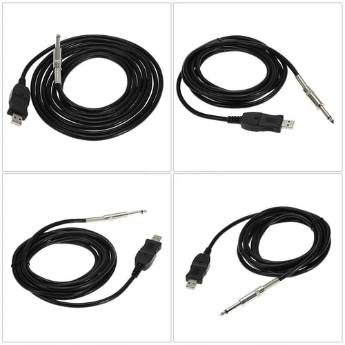 Guitar Bass 1/4'' 6.3mm To USB Link Connection Instrument Cable Adapter 3M new 