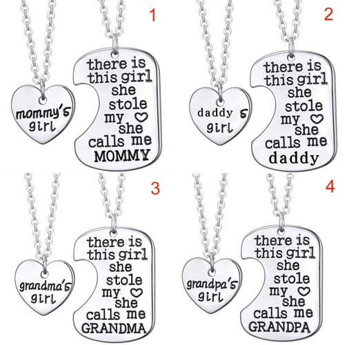 Mother Daughter Stole My Heart Calls Me Mommy Mom Grandma Dad Necklace Jewelry 