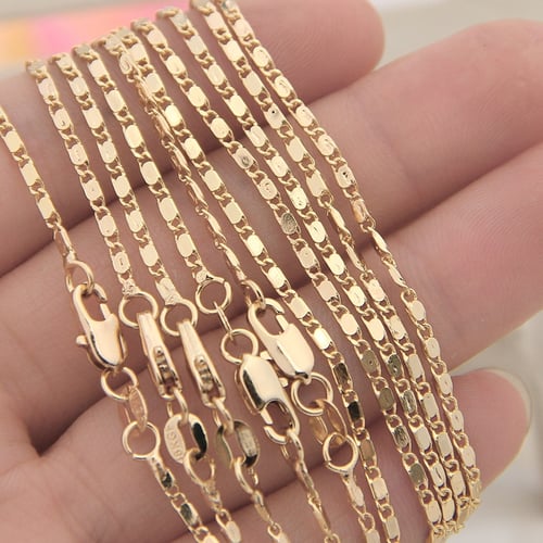 1PCS 16-30inches Jewelry 18K GOLD FILLED Smooth Chains Necklaces Wholesale 