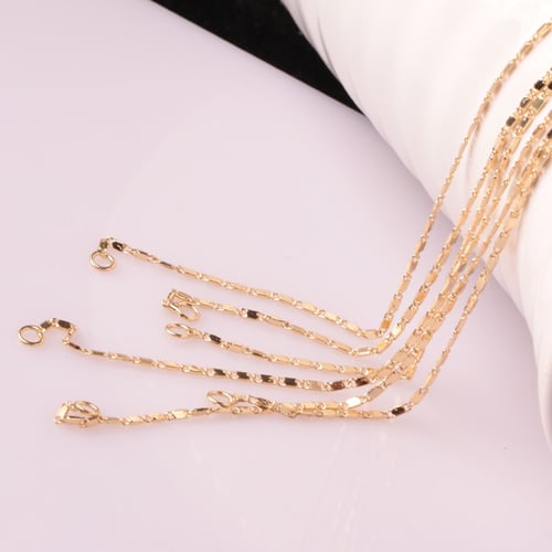 5PCS 16-30inches Jewelry 18K GOLD FILLED Smooth Chains Necklaces Wholesale 