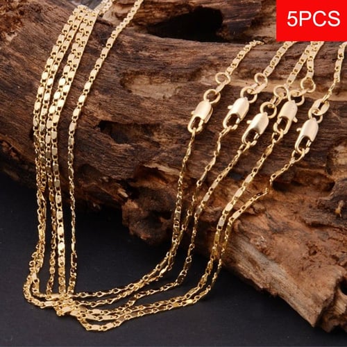 5PCS NEW Wholesale 16"-30" Jewelry 18K GOLD FILLED Singapore Link Chain Necklace 