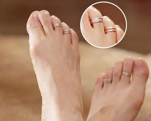 2PCS Newly Women Adjustable Celebrity Retro Simple Toe Ring Foot Beach Jewelry 