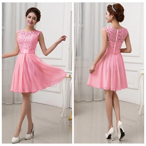 Women Lace Short Dress Bridesmaid Evening Party Cocktail Prom Gown Formal Dress
